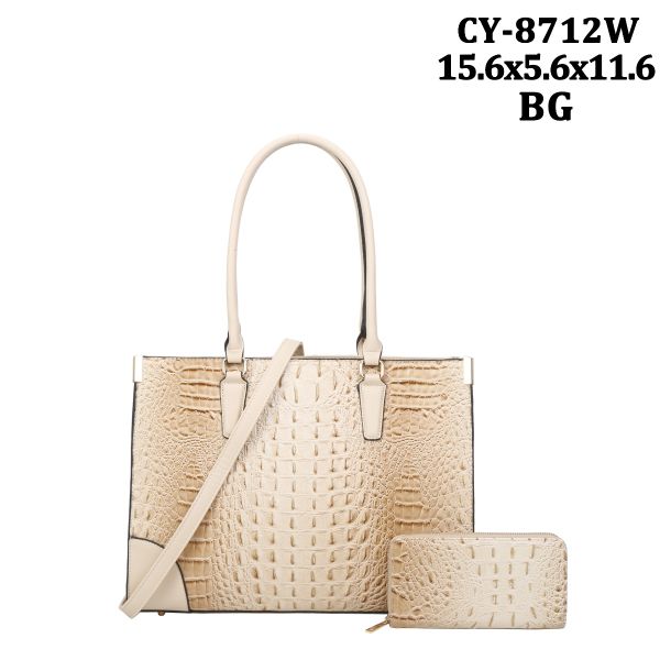 CY-8712W BG CROCO SHOPPING BAG WITH WALLET