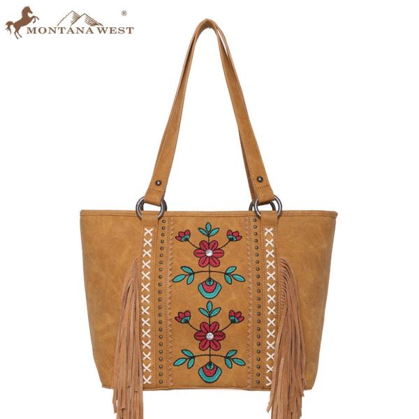 WG01-8317  BR Embroidered Floral Fringe Crossbody（Wrangler by Montana West）