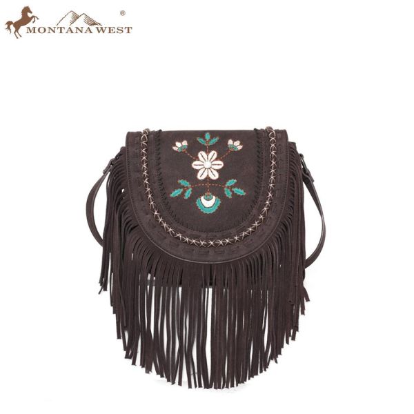 WG01-8360 CF Embroidered Floral Fringe Crossbody