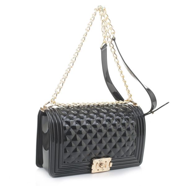 JB6150 BK Elegant Quilted Jelly Crossbody Bag