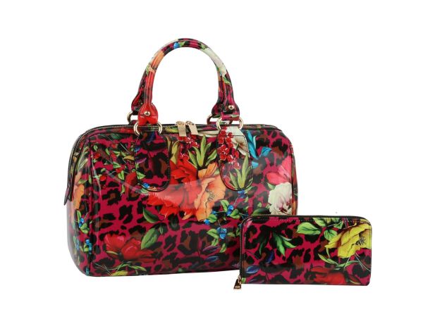 JY-0296W PP FLOWER  SATCHEL WITH WALLET