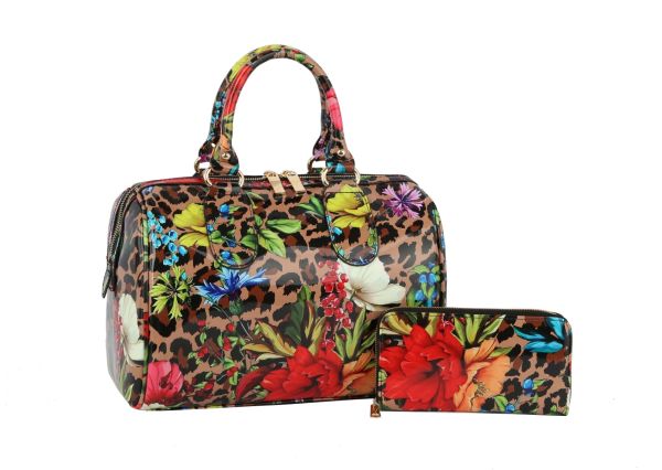 JY-0296W RGD FLOWER  SATCHEL WITH WALLET