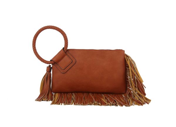 JY-0378 BR FRINGE WRISTLET CLUTCH 