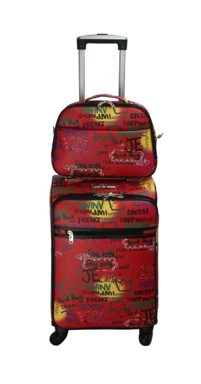 LGOT01-G MT4 Fashion Faux Leather GRAFFITI 2 Piece Luggage 