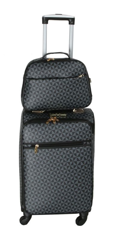 LGTG01-BK Fashion Faux MONOGRAM 2 Piece Luggage Set