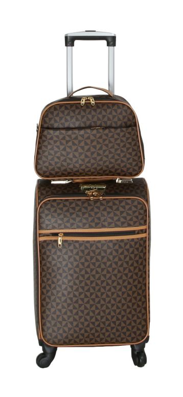 LGTG01-BR Fashion Faux MONOGRAM 2 Piece Luggage Set