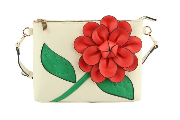 LHU466 RD CLUCH FLOWER BAG