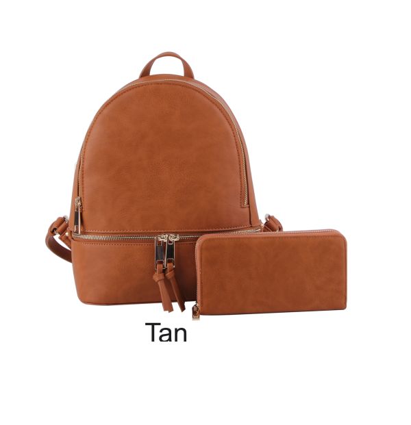 LP1062W TAN  FASHIONBACKPACK WITH WALLAET