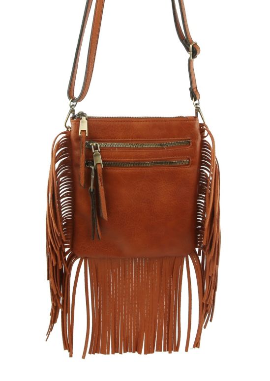 LQ281 BR FRINGE CROSSBODY BAG