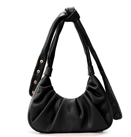 MC-1010 BK Milan Chiva Ruched Hobo/Shoulder Bag