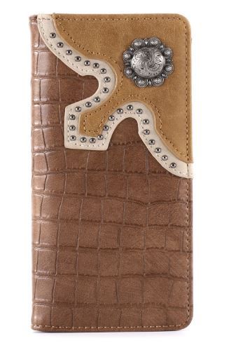 MW-608 BK Croc Print Men's Bifold Long PU Leather Wallet