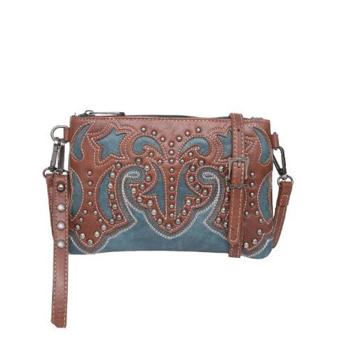 MW1055-181 TQ  Montana West Embroidered Collection Clutch/Crossbody