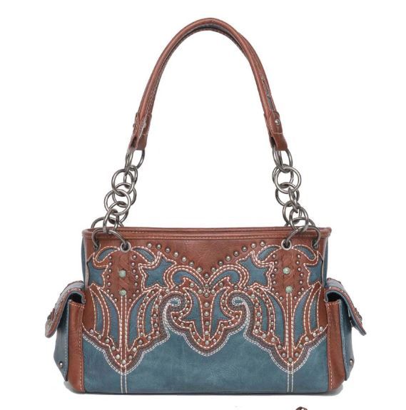 MW1055G-8085 TQ Montana West Embroidered Collection Concealed Carry Satchel