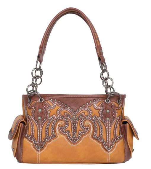 MW1055G-8085 BR Montana West Embroidered Collection Concealed Carry Satchel