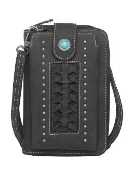 MW1057-183 BK  Montana West Whipstitch Collection Phone Wallet/Crossbody