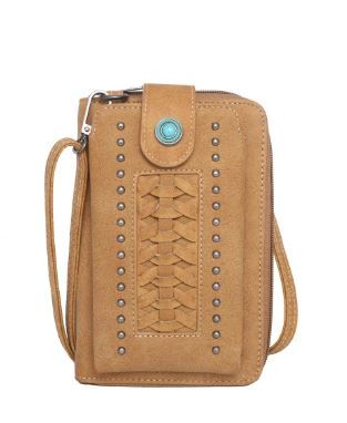 MW1057-183 BR  Montana West Whipstitch Collection Phone Wallet/Crossbody