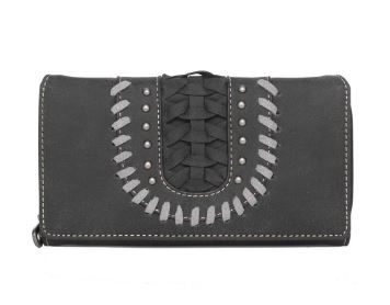 MW1057-W010 BK  Montana West Whipstitch Collection Long Wallet