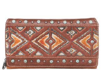 MW1066-W010 BR Montana West Aztec Tooled Collection Wallet