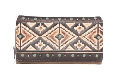 MW1066-W010 KH Montana West Aztec Tooled Collection Wallet