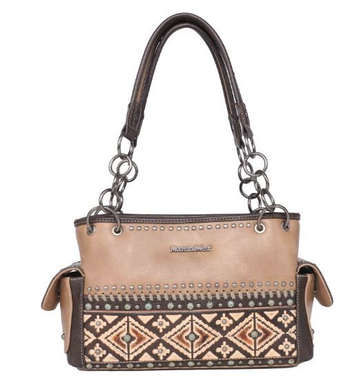 MW1066G-8085 KH Montana West Aztec Tooled Collection Concealed Carry Satchel