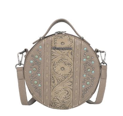 MW1067-118 KH Montana West Embossed Collection Crossbody Circle Bag