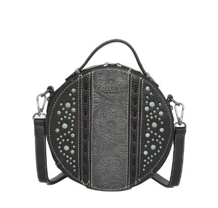 MW1067-118 BK Montana West Embossed Collection Crossbody Circle Bag