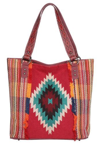 MW1069G-8113 RD Montana West Aztec Tapestry Concealed Carry Tote