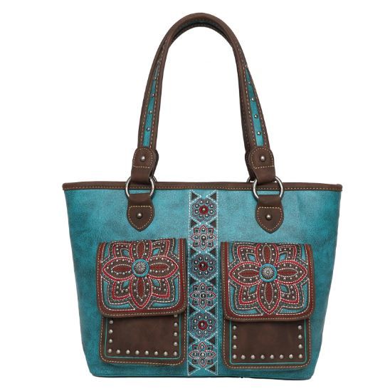 MW1072G-8317 TQ Montana West Floral Embroidered Collection Concealed Carry Tote