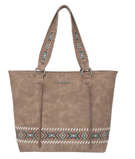 MW1074G-8317 BR Montana West Embroidered Aztec Collection Concealed Carry Tote