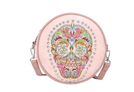 MW1078-118 PK Montana West Sugar Skull Collection Crossbody Circle Bag