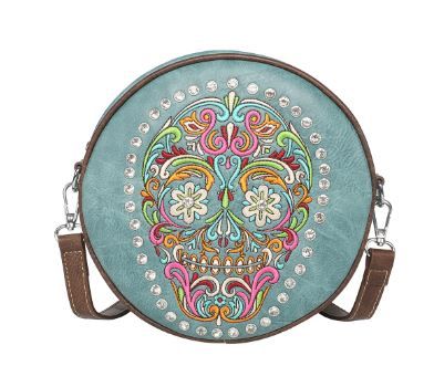 MW1078-118 TQ Montana West Sugar Skull Collection Crossbody Circle Bag