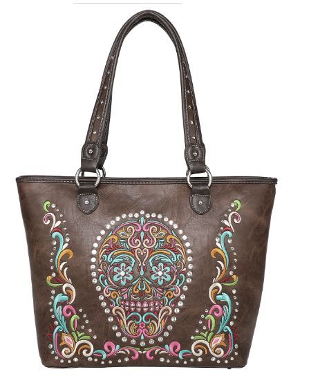 MW1078G-8317 CF Montana West Sugar Skull Collection Concealed Carry Large Tote