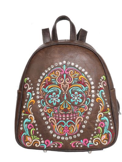 MW1078G-9110 CF  Montana West Sugar Skull Collection Concealed Carry Backpack