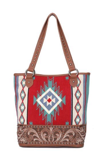 MW1095G-8113 BR Montana West Aztec Tapestry Concealed Carry Tote