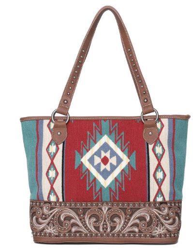 MW1095G-8317 BR Montana West Aztec Tapestry Concealed Carry Tote