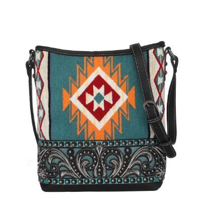 MW1095G-9360 BK  Montana West Aztec Tapestry Concealed Carry Crossbody