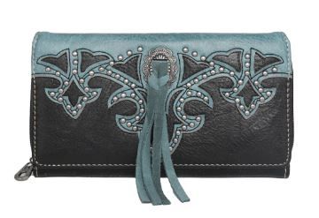 MW1100-W010 BK Montana West Boot Scroll Collection Wallet