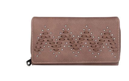 MW1101-W010 BR Montana West Tribal Whipstitch Collection Wallet