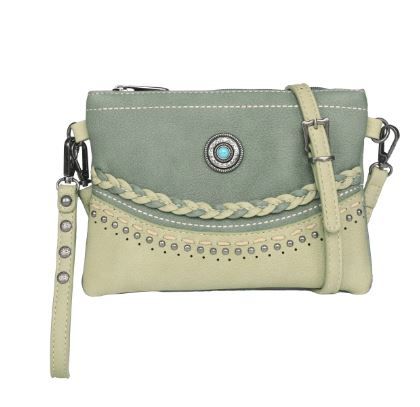 MW1107-181 GN Montana West Concho Collection Clutch/Crossbody