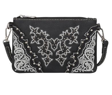 MW1110-181 BK Montana West Boot Scroll Embroidered Collection Clutch/Crossbody