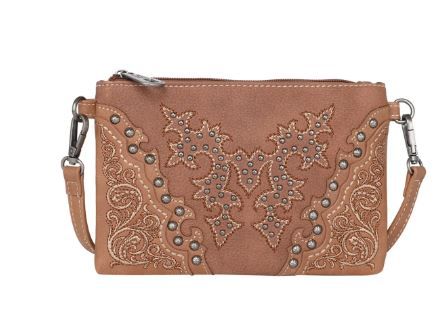 MW1110-181 BR Montana West Boot Scroll Embroidered Collection Clutch/Crossbody