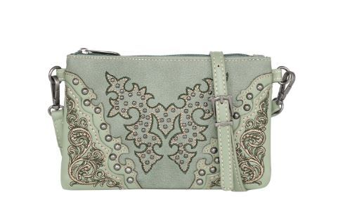 MW1110-181 GN Montana West Boot Scroll Embroidered Collection Clutch/Crossbody