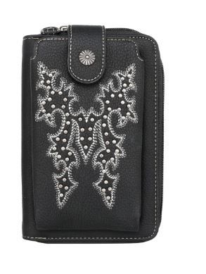 MW1110-183 BK  Montana West Boot Scroll Embroidered Collection Phone Wallet