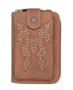 MW1110-183 BR  Montana West Boot Scroll Embroidered Collection Phone Wallet