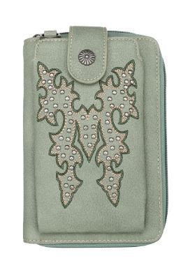 MW1110-183 GN  Montana West Boot Scroll Embroidered Collection Phone Wallet