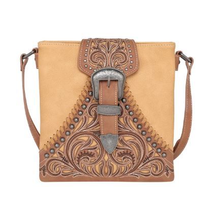 MW1111G-9360 BR Montana West Floral Embroidered Buckle Collection Concealed Carry Crossbody