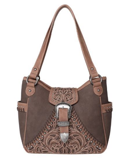 MW1111G-8005 CF Montana West Floral Embroidered Buckle Collection Concealed Carry Satchel