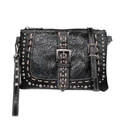 MW1117-181 BK Montana West Embossed Collection Clutch/Crossbody