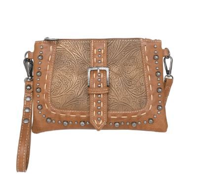 MW1117-181 BR Montana West Embossed Collection Clutch/Crossbody