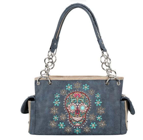 MW1121G-8085 NV  Montana West Sugar Skull Collection Concealed Carry Satchel